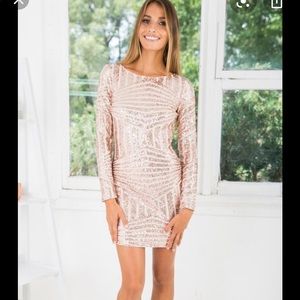 White Fox Boutique Light it Up Rose Gold Dress
